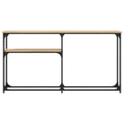 Eenzijdige wandtafel met bewerkt hout en metalen frame - Bijzettafels
