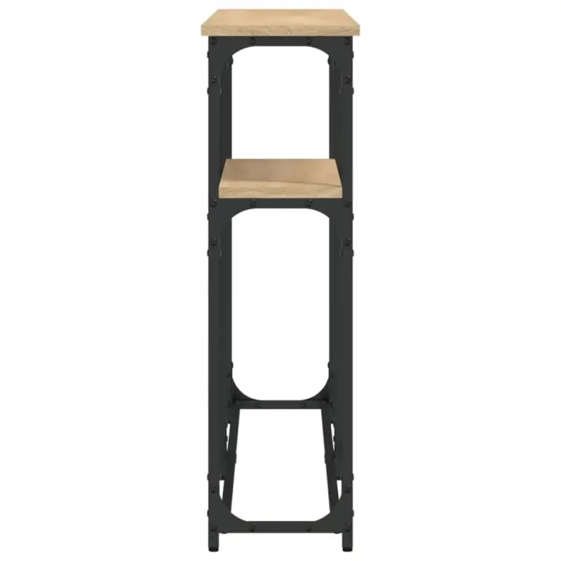 Eenzijdige wandtafel met bewerkt hout en metalen frame - Bijzettafels