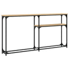 Eenzijdige wandtafel met bewerkt hout en metalen frame - Bijzettafels
