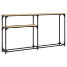 Eenzijdige wandtafel met bewerkt hout en metalen frame - Bijzettafels