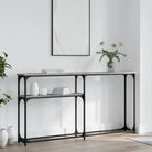 Eenzijdige wandtafel met bewerkt hout en metalen frame - Grijs sonoma / 1 / 145 cm - Bijzettafels
