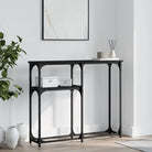 Eenzijdige wandtafel met bewerkt hout en metalen frame - Zwart / 1 / 90 cm - Bijzettafels