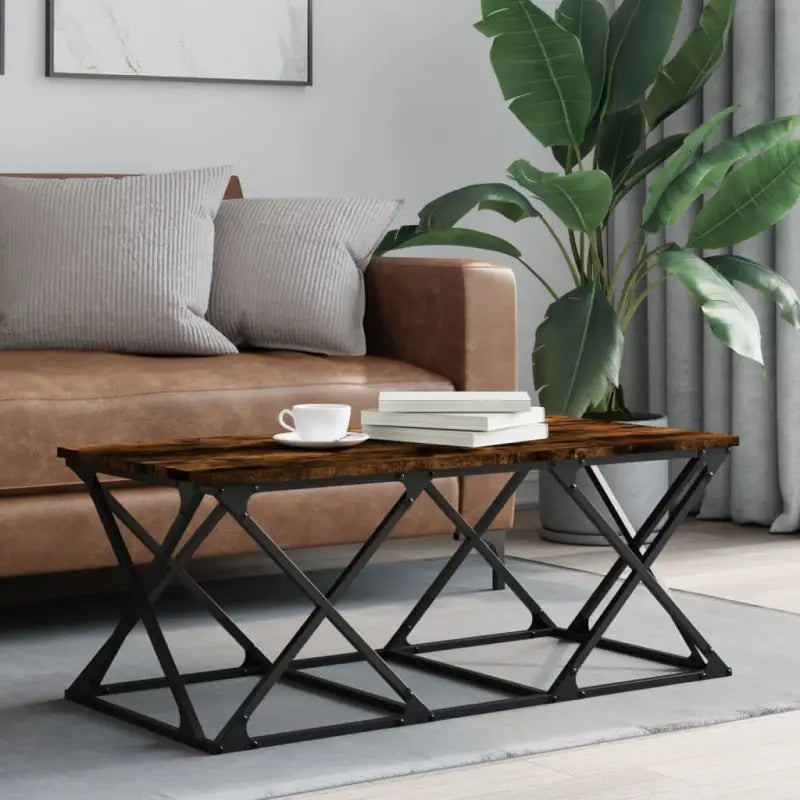 Eerlijke Salontafel met Behandeld Hout voor een elegante woonkamer - Gerookt eiken / 1 - Salontafels