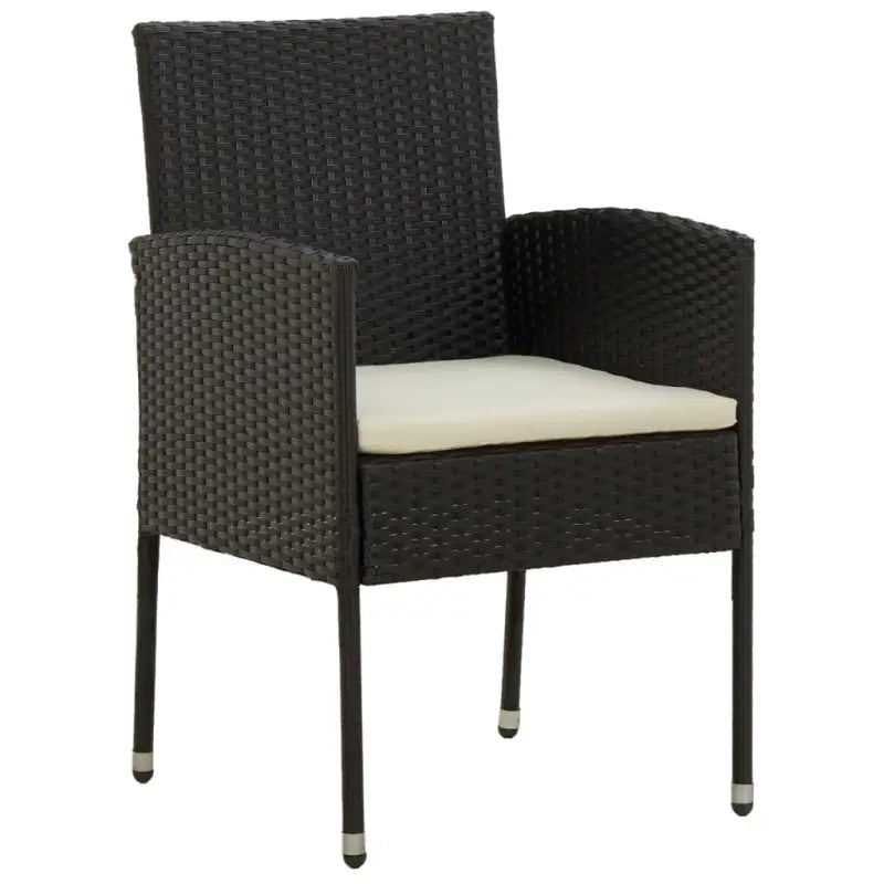 Eet- en lounge tuinset met massief acaciahout en waterdicht PE-rattan - Zwart en crème - Tuinsets