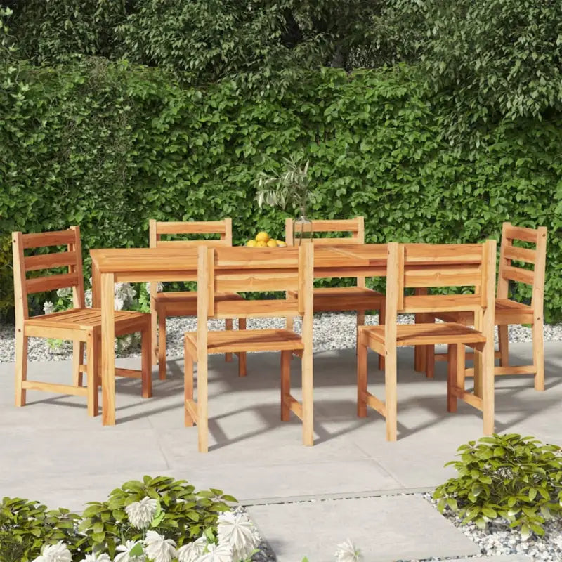 Eethoek in massief teakhout met stevig tafelblad en fijn geschuurd hout - 200 cm tafellengte / 6x stoel + tafel