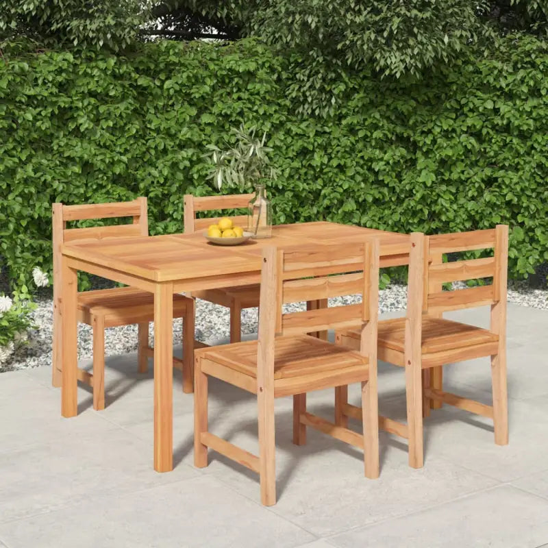 Eethoek in massief teakhout met stevig tafelblad en fijn geschuurd hout - 150 cm tafellengte / 4x stoel + tafel