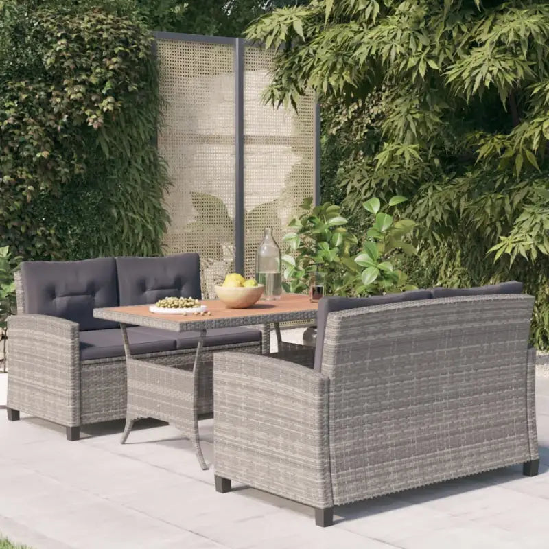 Eethoek van poly rattan en massief acaciahout met moderne charme - Tuinsets