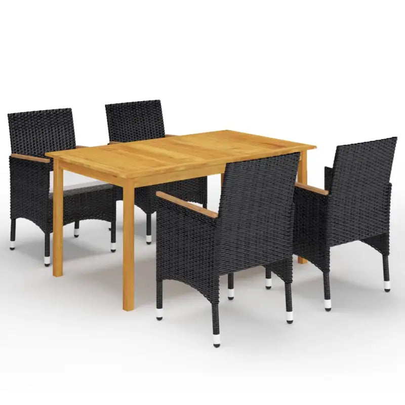 Eethoek voor tuin van massief acaciahout met modern ontwerp - Zwart / 150 cm tafellengte - Tuinsets