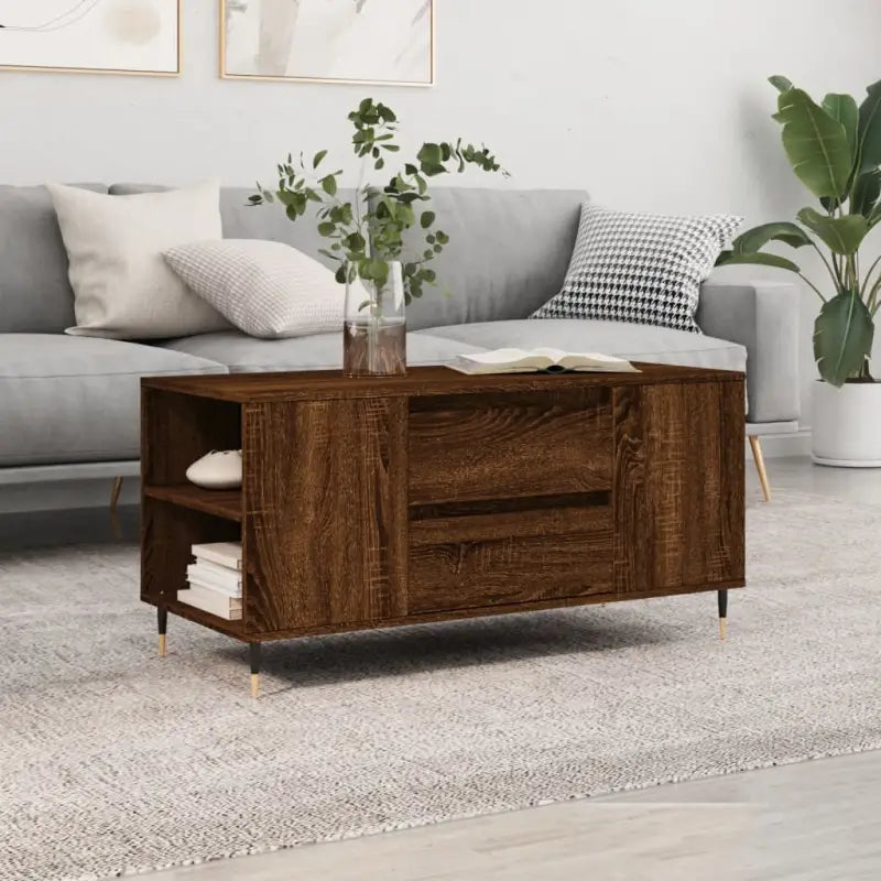 Eetkamer- en salontafels met bewerkt hout en metalen poten - bruin eikenkleur / 1 - Salontafels