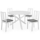 Eetkamer set met massief rubberwood inclusief levering bevat - Wit / 5 - Eetkamersets