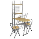 Eetkamerset met afmetingen tafel en stoelen voor binnen en buiten - Lichtbruin en zilver - Eetkamersets