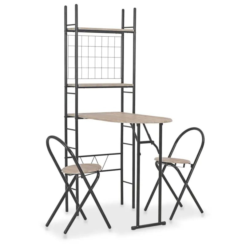 Eetkamerset met afmetingen tafel en stoelen voor binnen en buiten - Eiken en zwart - Eetkamersets
