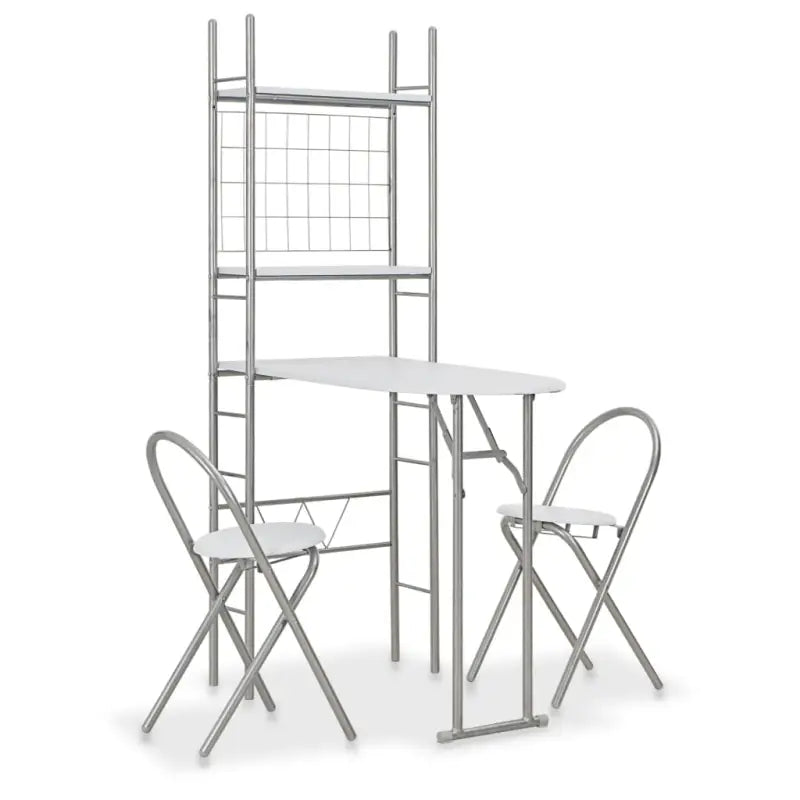 Eetkamerset met afmetingen tafel en stoelen voor binnen en buiten - wit en zilver - Eetkamersets