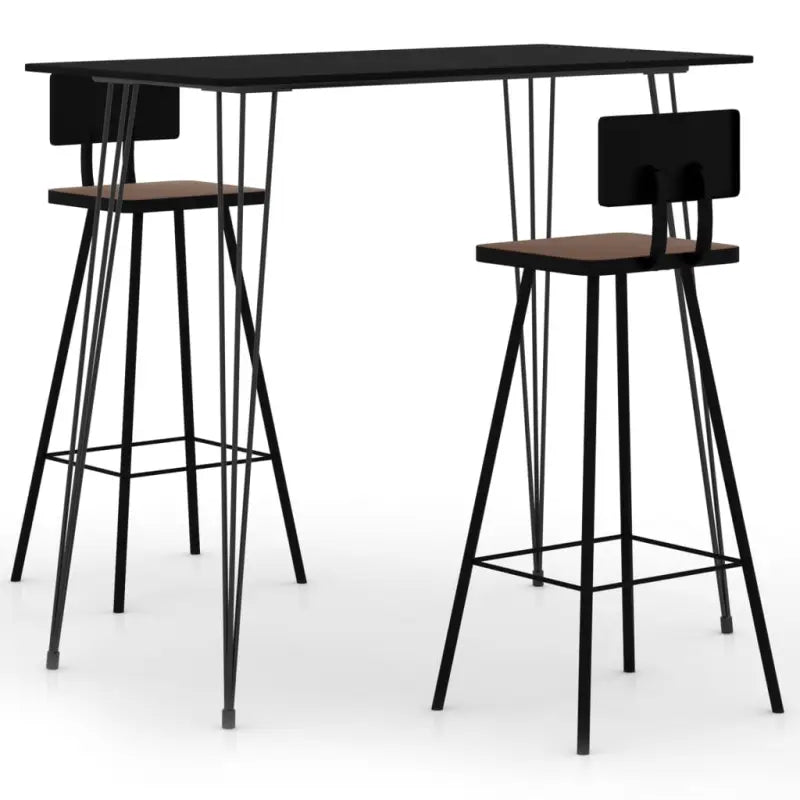 Eetkamerset met barkrukken van massief gerecycled hout - Zwart / 3 - Eetkamersets