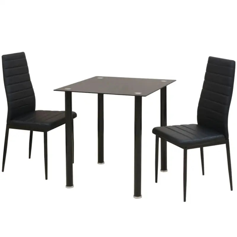 Eetkamerset met stalen frame en gehard glas voor een moderne uitstraling - Zwart / 3 - Eetkamersets