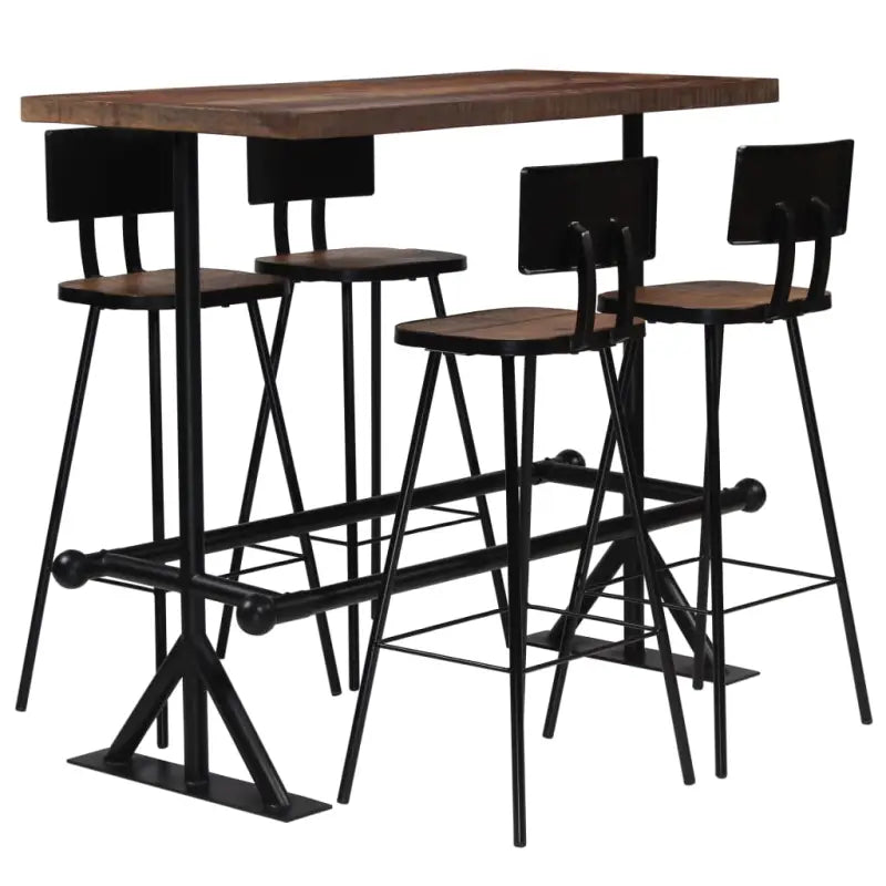Eetkamerset van massief gerecycled hout in retro industriële stijl - Eetkamersets