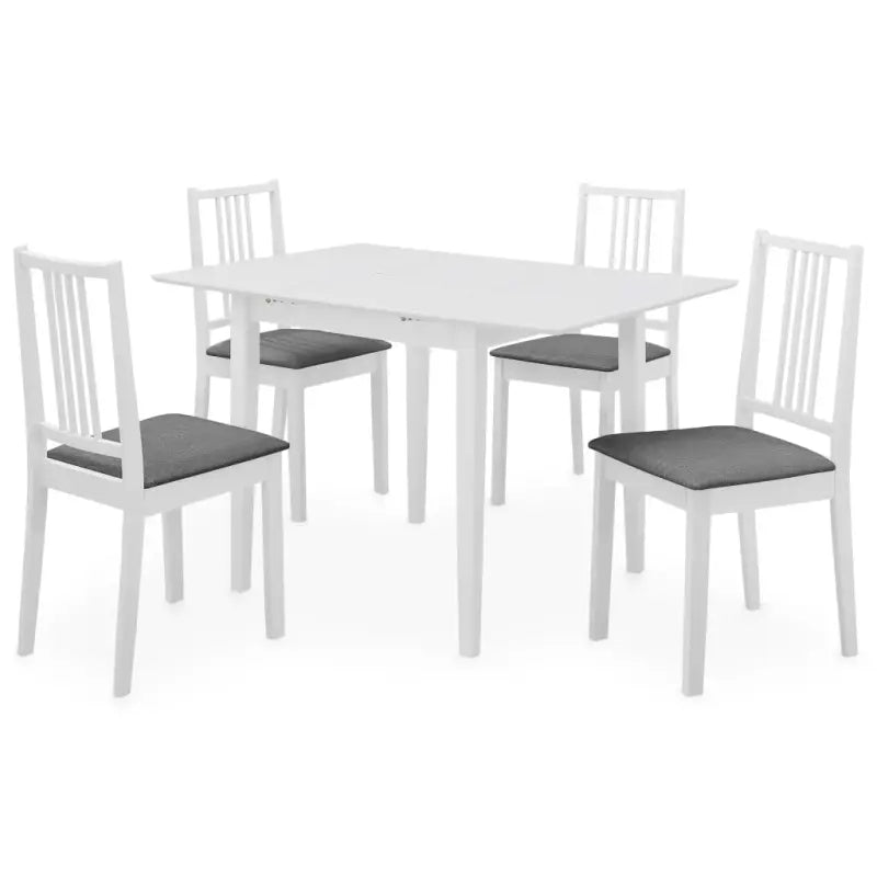 Eetkamerset van massief rubberwood met verlengbare tafel levering bevat - Wit / 5 - Eetkamersets