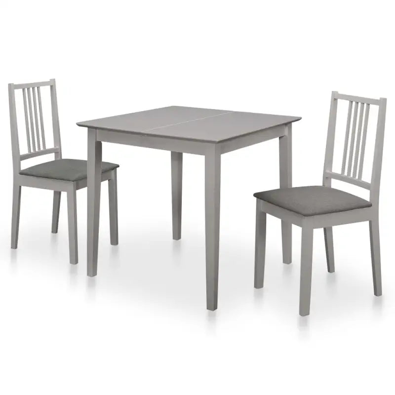 Eetkamerset van massief rubberwood met verlengbare tafel levering bevat - Grijs / 3 - Eetkamersets