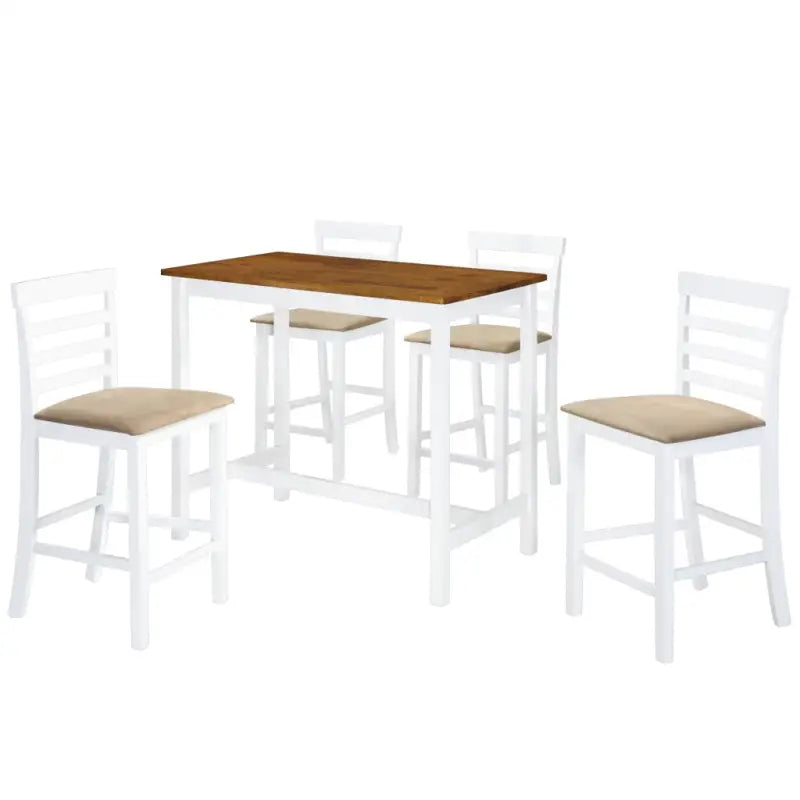 Eetkamersets met massief houten poten en MDF tafelblad - Donkerbruin en wit / 5 - Eetkamersets