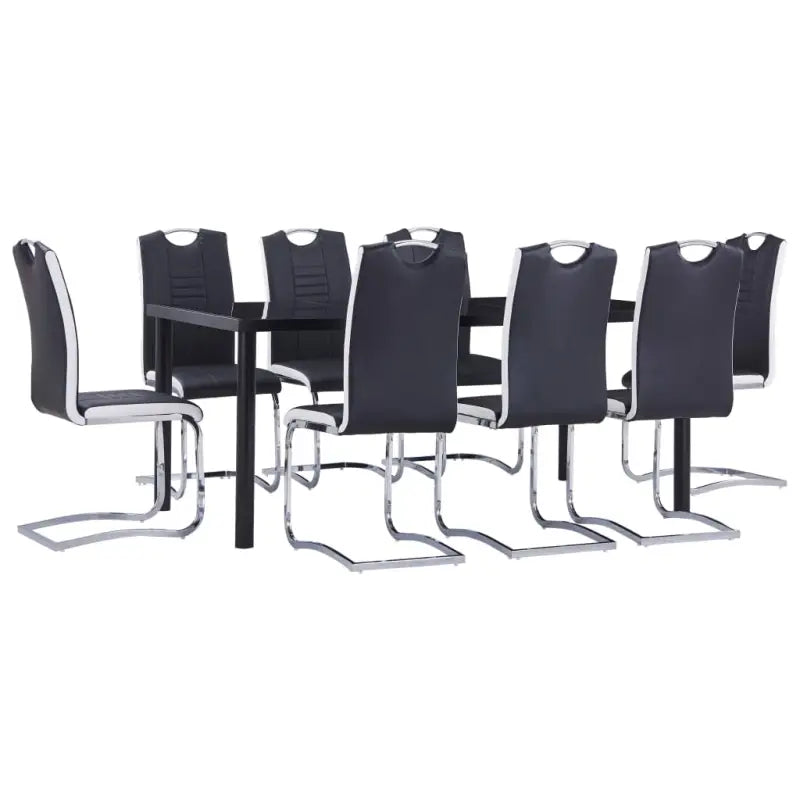 Eetkamersets met stijlvol zwart materiaal voor modern interieur - Zwart / 9 - Eetkamersets