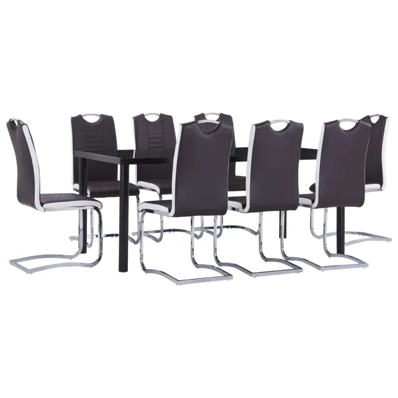 Eetkamersets met stijlvol zwart materiaal voor modern interieur - Bruin / 9 - Eetkamersets