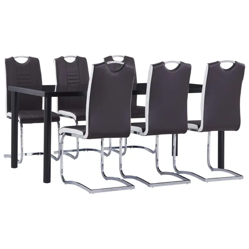 Eetkamersets met stijlvol zwart materiaal voor modern interieur - Bruin / 7 - Eetkamersets