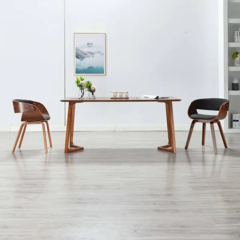 Eetkamerstoel met houten frame en levering bevat comfort en stijl - Grijs en donkerbruin / 2 - Eetkamerstoelen