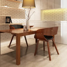 Eetkamerstoel met houten frame en levering bevat comfort en stijl - Zwart en donkerbruin / 2 - Eetkamerstoelen