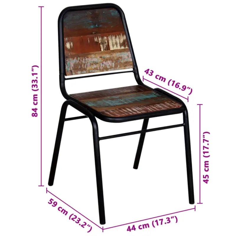 Eetkamerstoelen in antieke stijl van massief gerecycled hout - Eetkamerstoelen