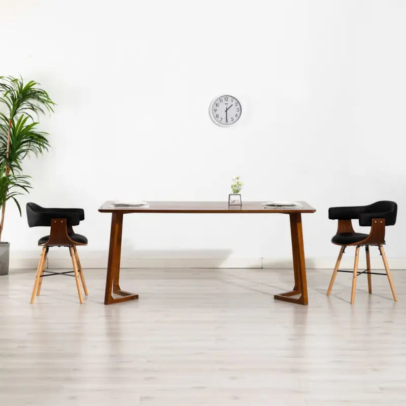 Eetkamerstoelen met beuken poten en hoogte armleuning voor comfort - Zwart en donkerbruin / 2 - Eetkamerstoelen