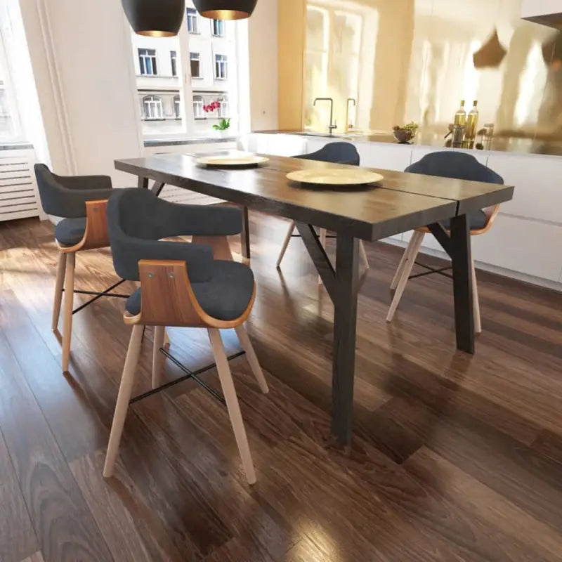 Eetkamerstoelen met beuken poten en hoogte armleuning voor comfort - Donkergrijs / 4 - Eetkamerstoelen