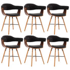 Eetkamerstoelen met beuken poten en hoogte armleuning voor comfort - Zwart en donkerbruin / 6 - Eetkamerstoelen