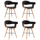 Eetkamerstoelen met beuken poten en hoogte armleuning voor comfort - Zwart en donkerbruin / 4 - Eetkamerstoelen