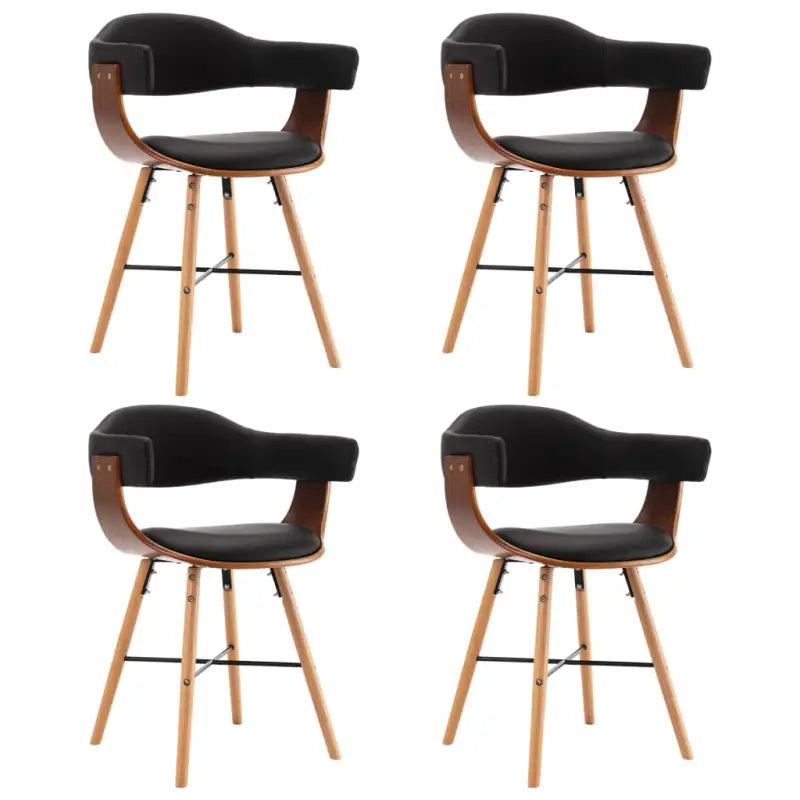 Eetkamerstoelen met beuken poten en hoogte armleuning voor comfort - Zwart en donkerbruin / 4 - Eetkamerstoelen