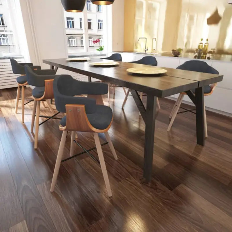 Eetkamerstoelen met beuken poten en hoogte armleuning voor comfort - Donkergrijs / 6 - Eetkamerstoelen