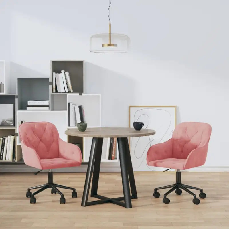Eetkamerstoelen met comfort en hoogte armleuning in zacht fluweel - Roze / 2 - Eetkamerstoelen