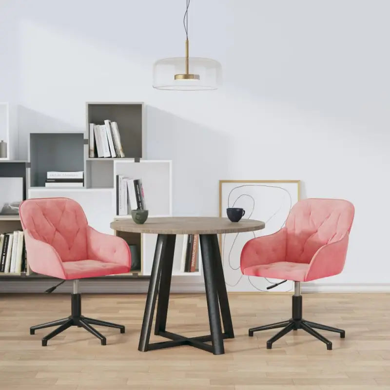 Eetkamerstoelen met comfortabele hoogte armleuning en zacht fluweel - Roze / 2 - Eetkamerstoelen