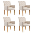 Eetkamerstoelen Met Comfortabele Zitting En Modern Design - Beige / 4 - Eetkamerstoelen