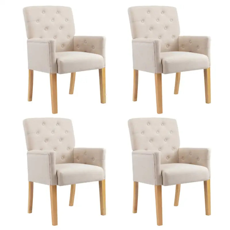 Eetkamerstoelen Met Comfortabele Zitting En Modern Design - Beige / 4 - Eetkamerstoelen