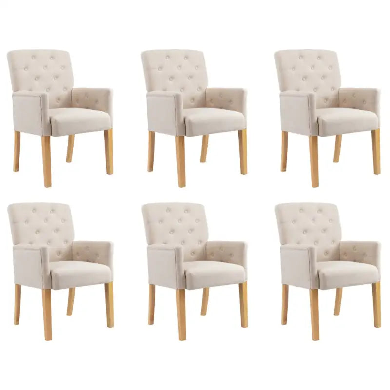 Eetkamerstoelen Met Comfortabele Zitting En Modern Design - Beige / 6 - Eetkamerstoelen