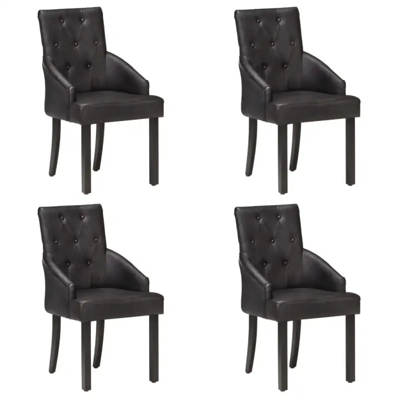 Eetkamerstoelen met echt geitenleer voor een vintage warme look - Zwart / 4 - Eetkamerstoelen