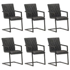 Eetkamerstoelen met echt leren zitting en stalen frame inclusief levering - Zwart / 6 / Patroon 2 - Eetkamerstoelen