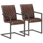 Eetkamerstoelen met echt leren zitting en stalen frame inclusief levering - Donkerbruin / 2 / Patroon 2