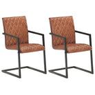 Eetkamerstoelen met echt leren zitting en stalen frame inclusief levering - Lichtbruin / 2 / Patroon 2 - Eetkamerstoelen