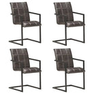 Eetkamerstoelen met echt leren zitting en stalen frame inclusief levering - Grijs / 4 / Patroon 4 - Eetkamerstoelen