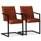 Eetkamerstoelen met echt leren zitting en stalen frame inclusief levering - Donkerbruin / 2 / Patroon 1
