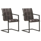 Eetkamerstoelen met echt leren zitting en stalen frame inclusief levering - Grijs / 2 / Patroon 4 - Eetkamerstoelen