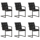 Eetkamerstoelen met echt leren zitting en stalen frame inclusief levering - Zwart / 6 / Patroon 3 - Eetkamerstoelen