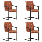 Eetkamerstoelen met echt leren zitting en stalen frame inclusief levering - Lichtbruin / 4 / Patroon 3 - Eetkamerstoelen