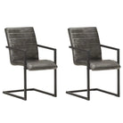 Eetkamerstoelen met echt leren zitting en stalen frame inclusief levering - Grijs / 2 / Patroon 1 - Eetkamerstoelen